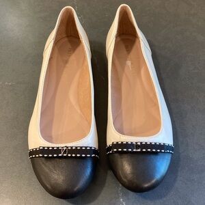 NWT Preston & York sz 6 Penny bow ballet flats black white